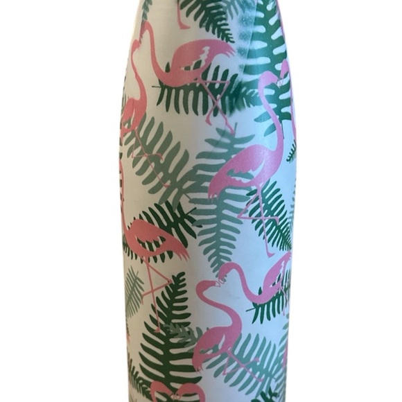 Insulated Metal Water Bottle Flamingo Pink Green Double Wall Screw Top Lid - Picture 7 of 7